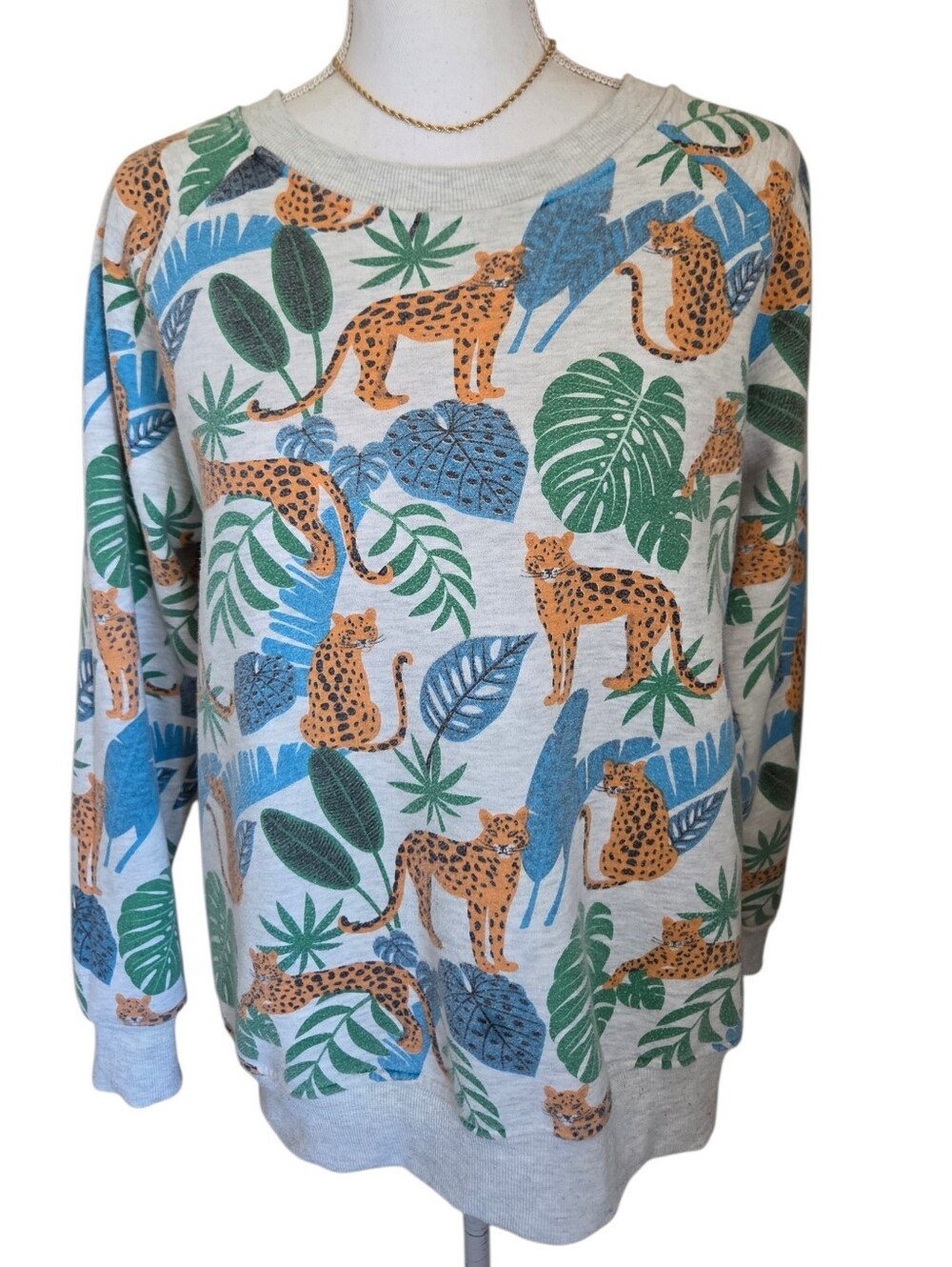 la soul sweatshirt womens tropical cheetah leopard palm monstera crewneck